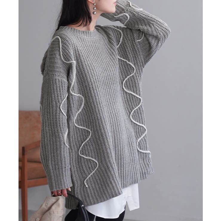 グレー | ニット ざっくり チュニック | HUG.U