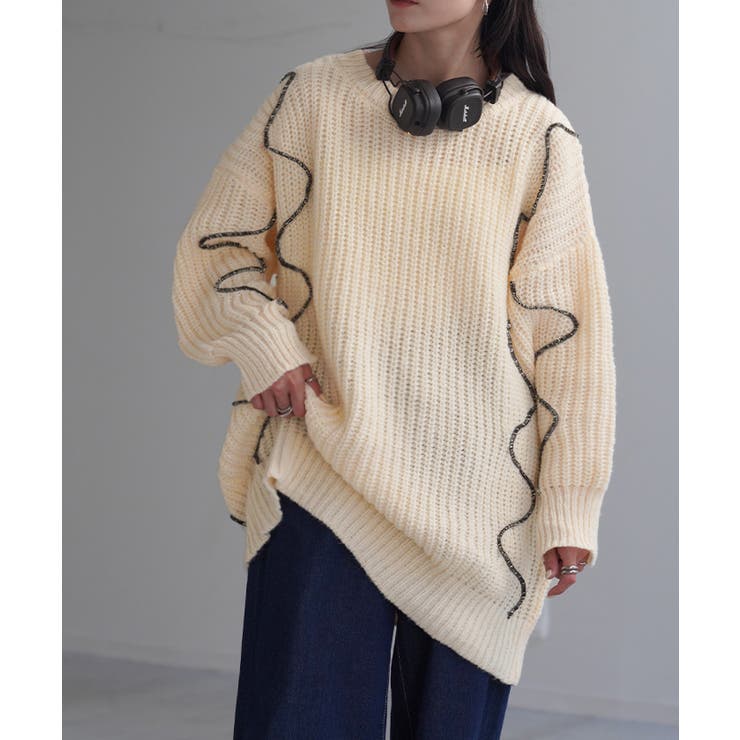 アイボリー | ニット ざっくり チュニック | HUG.U