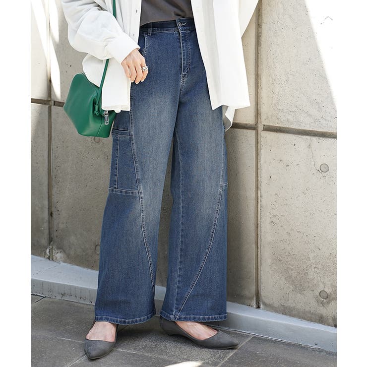 ユーズドネイビー | パンツ デニム フレアパンツ | HUG.U