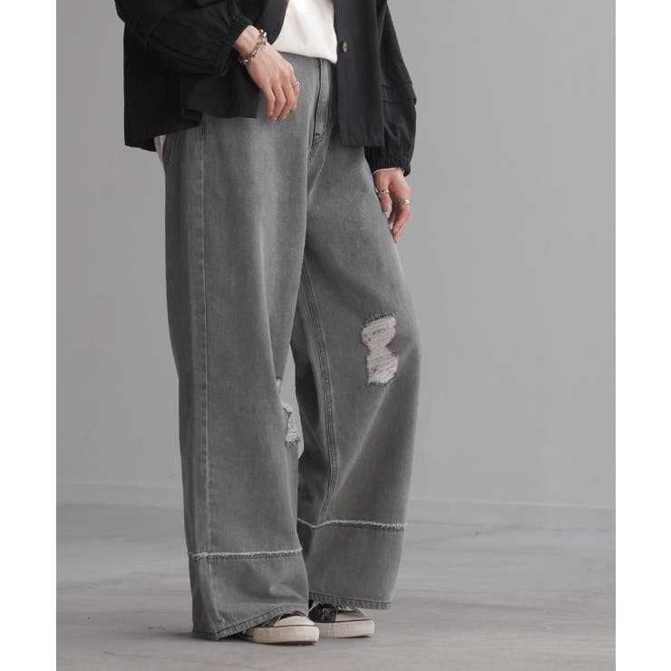 ライトグレー | デニム パンツ ワイド | HUG.U