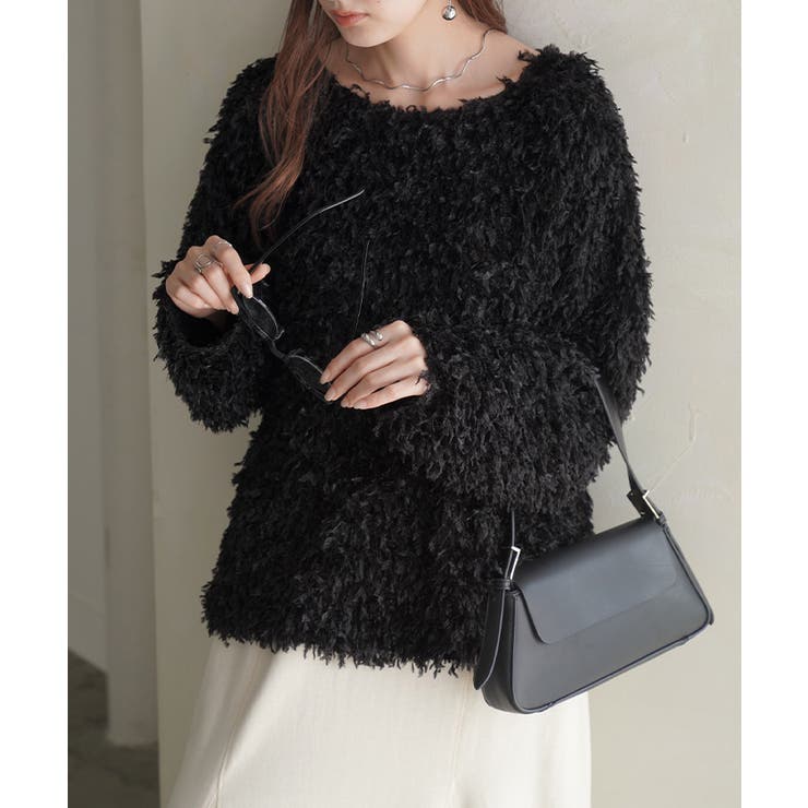 ブラック | ニット シャギー レディース | HUG.U