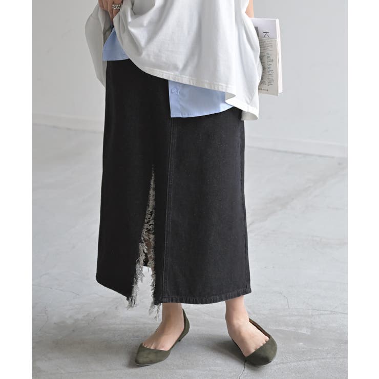 ワンウォッシュブラック | スカート デニム コンパクト目 | HUG.U