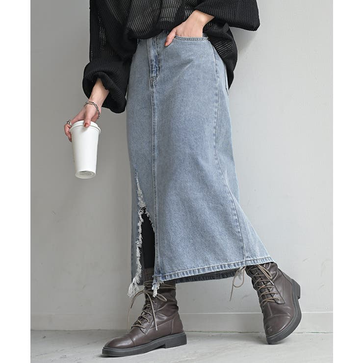 ユーズドブルー | スカート デニム コンパクト目 | HUG.U