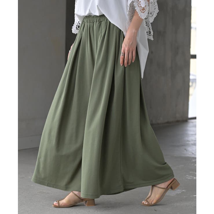 ペールカーキ | パンツ ワイド 接触冷感 | HUG.U