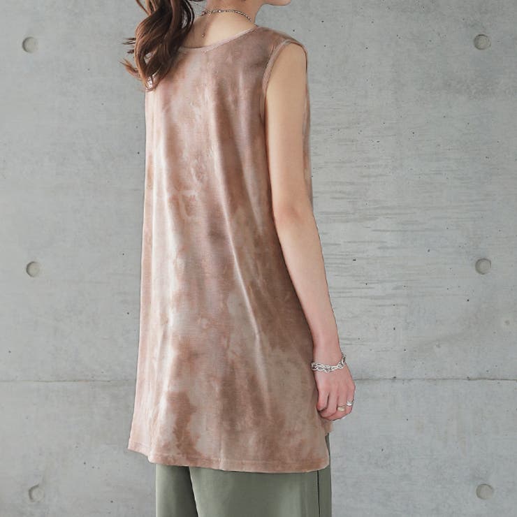 サンドブラウン | タンクトップ  レディース タイダイ柄 ノースリーブ レイヤード インナー | HUG.U