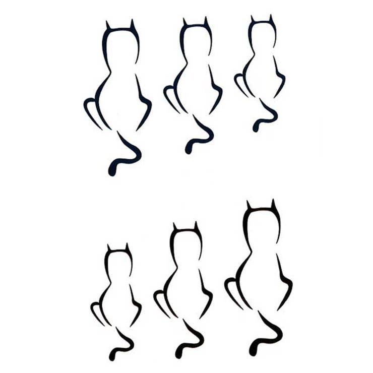 タトゥーシール 2枚セット ラインキャット | ピアス専門店HOMESLICEPRODUCTIONS | 詳細画像1 