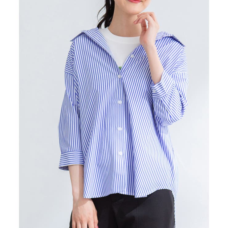 ブルー | 【ハニーズ】トップス シャツ 7分袖 | Honeys