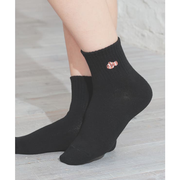 クロ／さかな | 靴下 ソックス ガーリー | Honeys