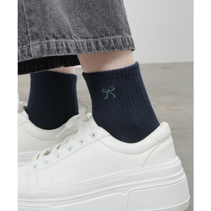 コン×グリーン | 靴下 ソックス ショート丈ソックス | Honeys