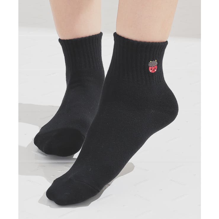 クロ／赤オニ | 靴下 ソックス ショート丈 | Honeys