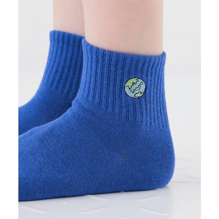 ブルー／地球 | 靴下 ソックス ワンポイント | Honeys
