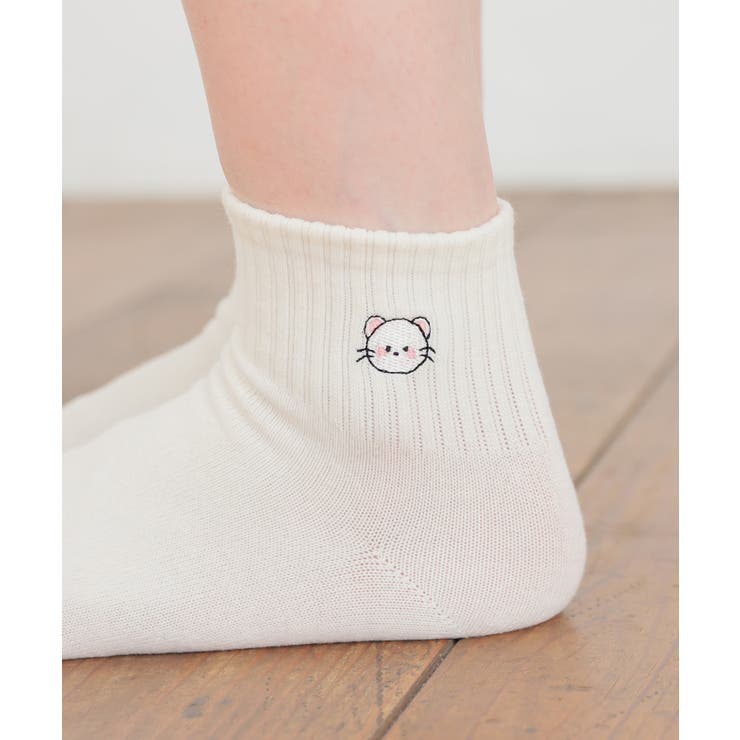 オフ／オコジョ | 靴下 ソックス ワンポイント | Honeys