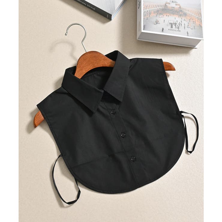 ブラック | 付け襟 レギュラーカラー 無地 | Honeys