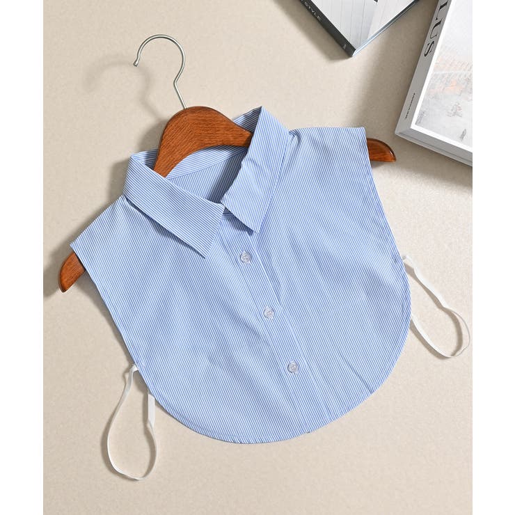 ブルーストライプ | 付け襟 レギュラーカラー 無地 | Honeys