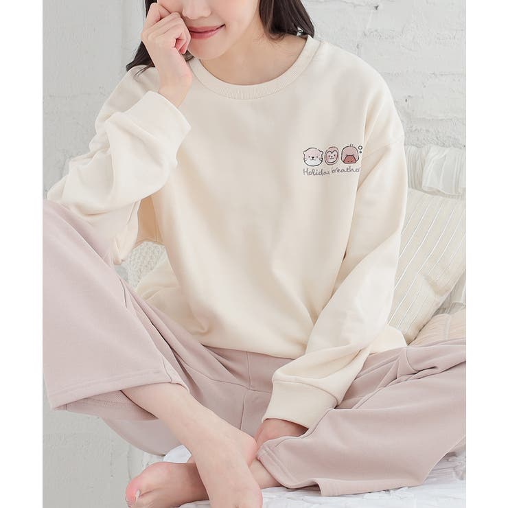 オフ×ベージュ | ルームウェア 部屋着 上下セット | Honeys