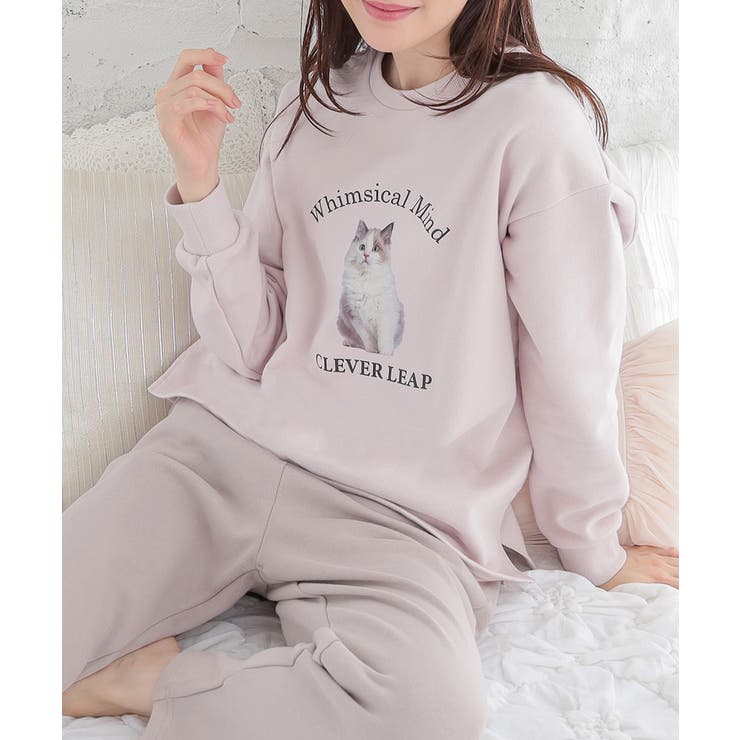 ピンク×モカ | ルームウェア 部屋着 上下セット | Honeys