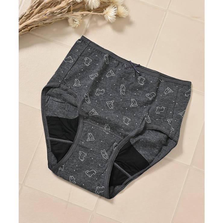 グレー×クマ | ショーツ サニタリーショーツ深め 防水 | Honeys