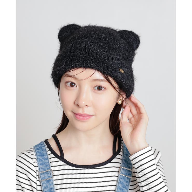 クロ／クマ | 帽子 ニット帽 ネコ耳 | Honeys