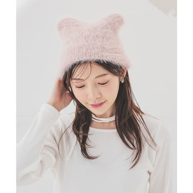ピンク／ネコ | 帽子 ニット帽 ネコ耳 | Honeys