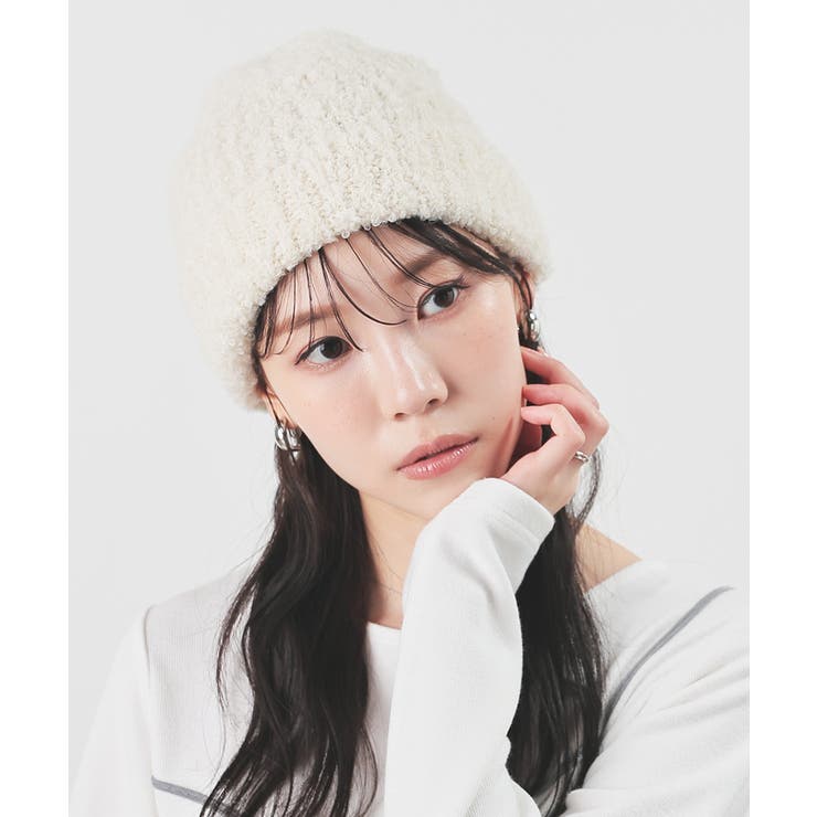 アイボリー | 帽子 ニット帽 リブ編み | Honeys