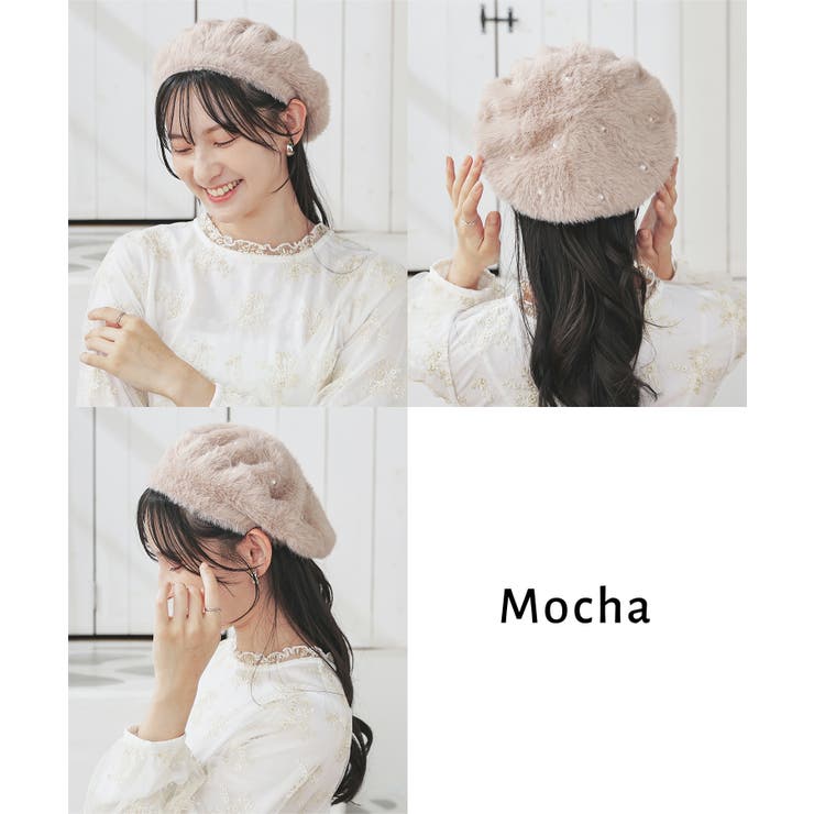 帽子 ベレー帽 パール調ビジュー付き | Honeys | 詳細画像9 