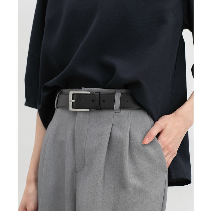 黒マットシルバー | ベルト 太ベルト 角バックル | Honeys
