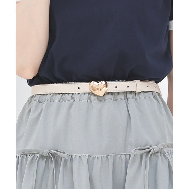 アイボリー | ベルト ハートモチーフ 合皮 | Honeys