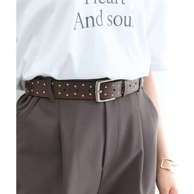 ブラウン | ベルト スタッズ 合皮 | Honeys