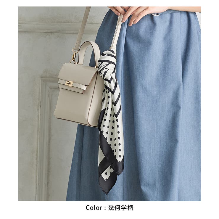 スカーフ サテン 幾何学柄 | Honeys | 詳細画像3 