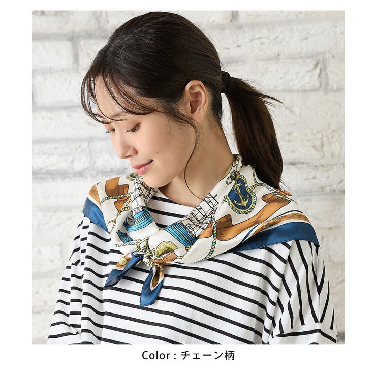 スカーフ サテン 幾何学柄 | Honeys | 詳細画像5 