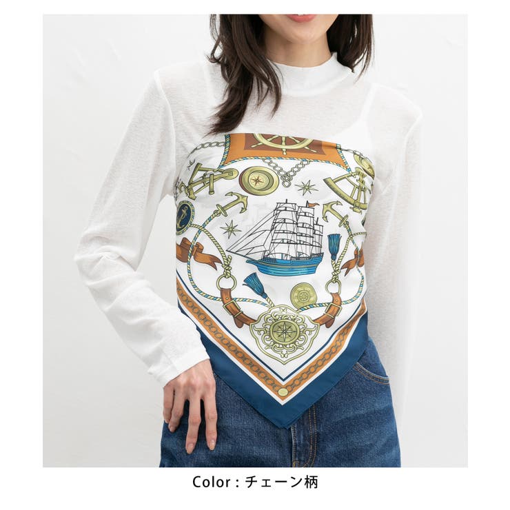 スカーフ サテン 幾何学柄 | Honeys | 詳細画像7 