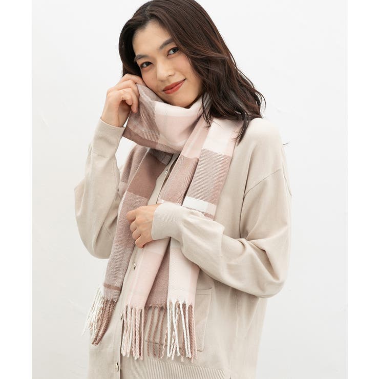 ピンクチェック | マフラー 吸湿発熱 抗菌 | Honeys