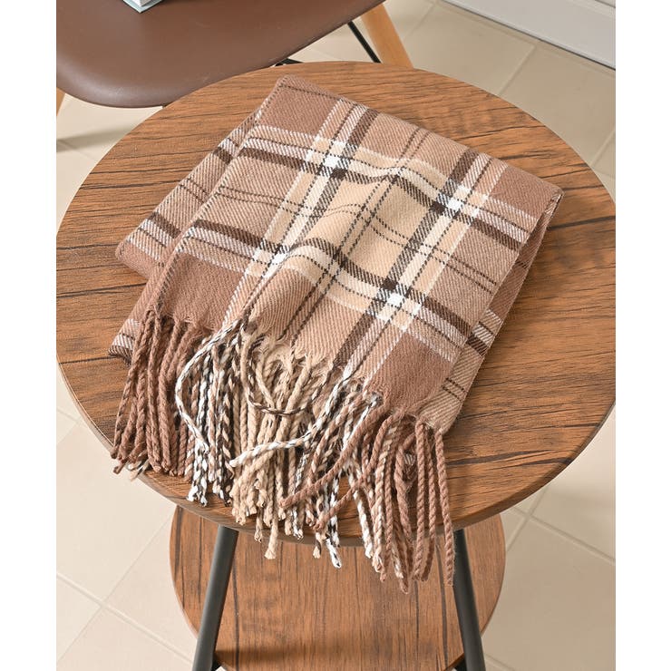 ベージュチェック | マフラー 吸湿発熱 抗菌 | Honeys