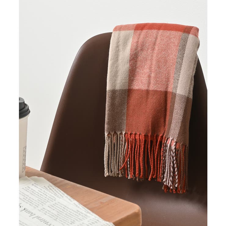 オレンジチェック | ストール 吸湿発熱 抗菌 | Honeys