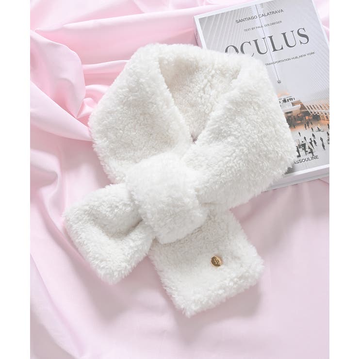 アイボリー | ティペット チャームプレート付き プードルフェイクファー | Honeys