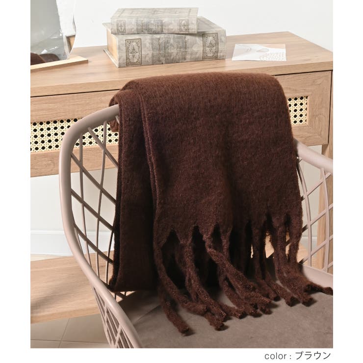 マフラー 太フリンジ 無地 | Honeys | 詳細画像12 