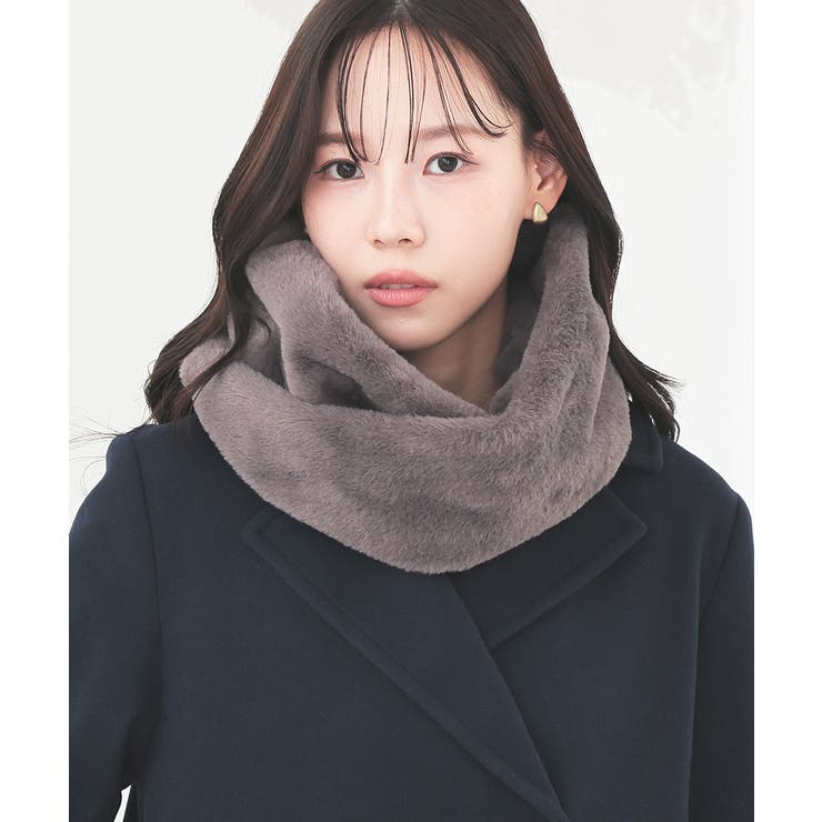 チャコール | スヌード ネックウォーマー フェイクファー | Honeys