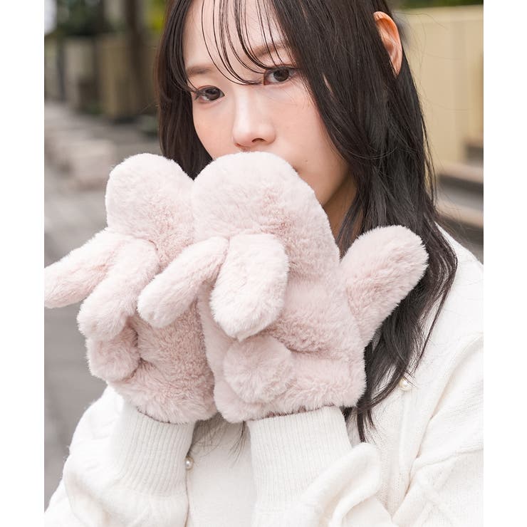 ピンク／ウサギ | 手袋 ハニぽか 吸湿発熱 | Honeys