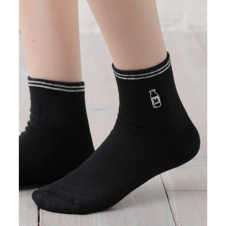 クロ／ミルク | 靴下 ソックス ショート丈 | Honeys