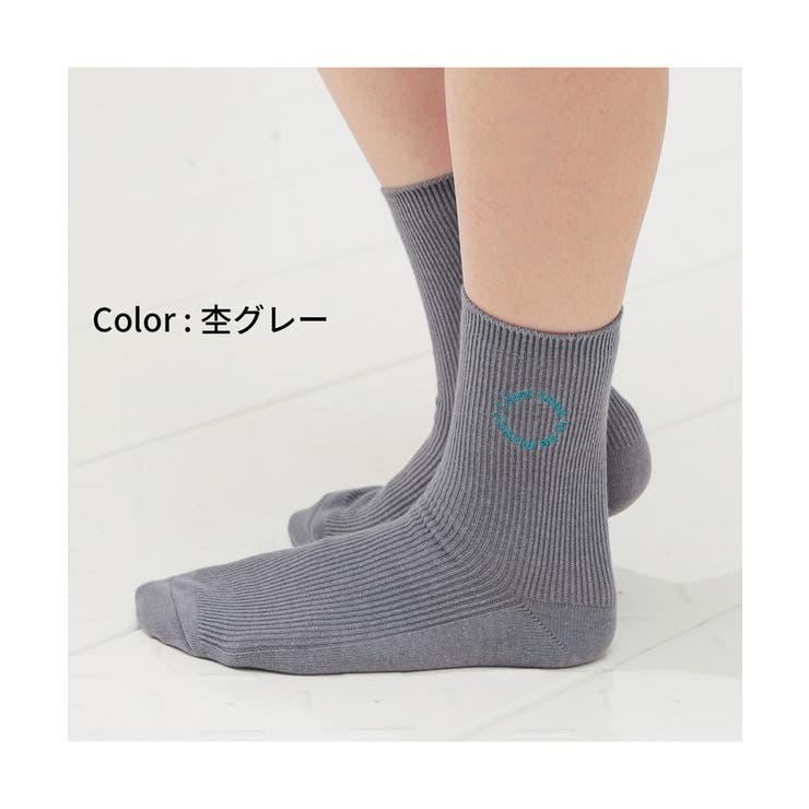 靴下 クルー丈 刺繍[品番：HNSW0009546]｜Honeys（ハニーズ）の