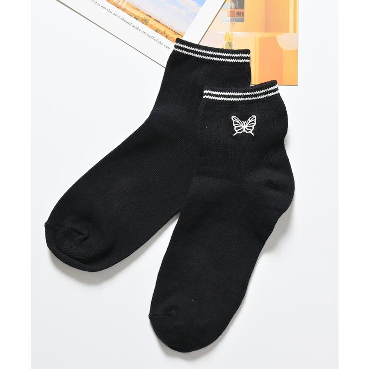 クロ×蝶 | 靴下 ソックス ショート丈 | Honeys