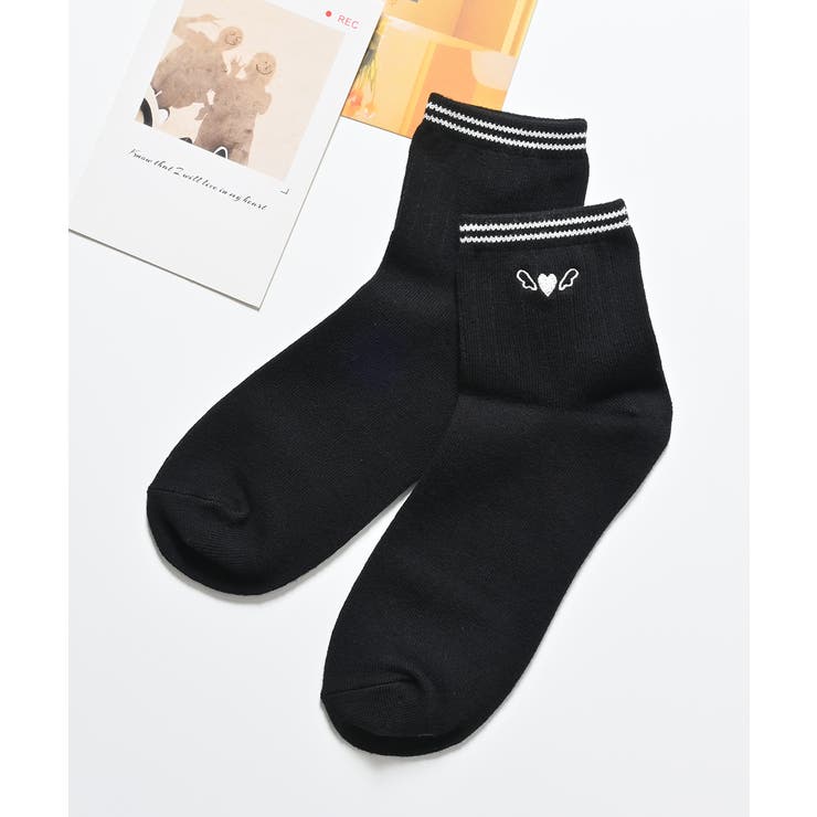 クロ／ハート | 靴下 ソックス ショート丈 | Honeys