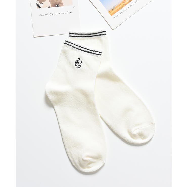 オフ／音符 | 靴下 ソックス ショート丈 | Honeys