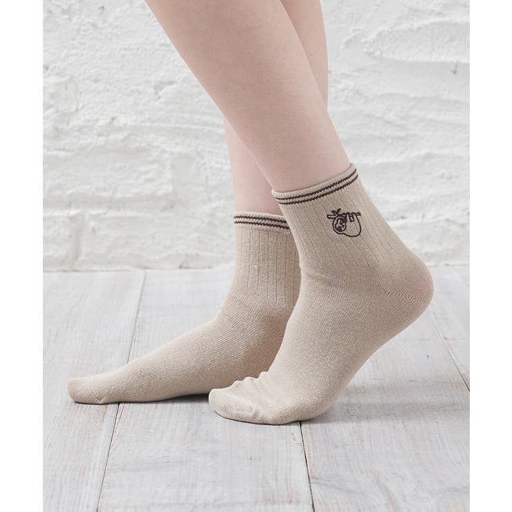 ベージュ／ナマケモノ | 靴下 ソックス ショート丈 | Honeys