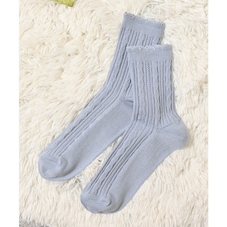 サックス | 靴下 ソックス ケーブル編み | Honeys