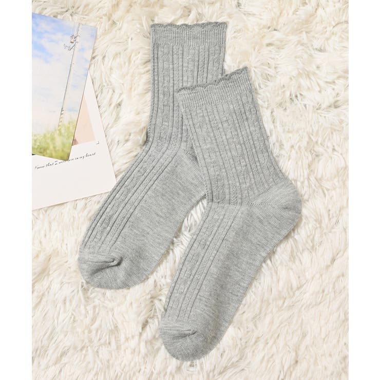 杢グレー | 靴下 ソックス ケーブル編み | Honeys