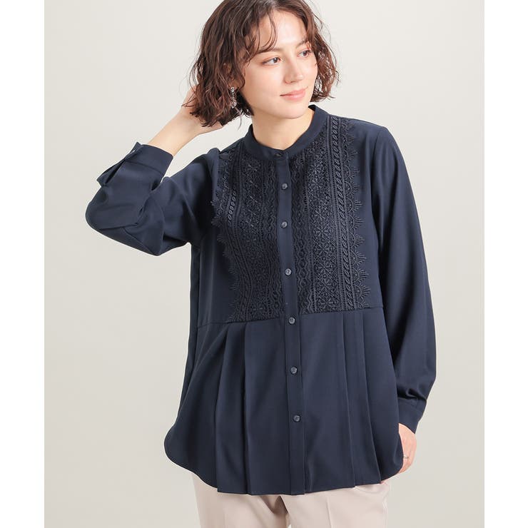 ネイビー | トップス ブラウス 長袖 | Honeys