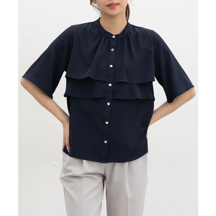ネイビー | トップス ブラウス 半袖 | Honeys