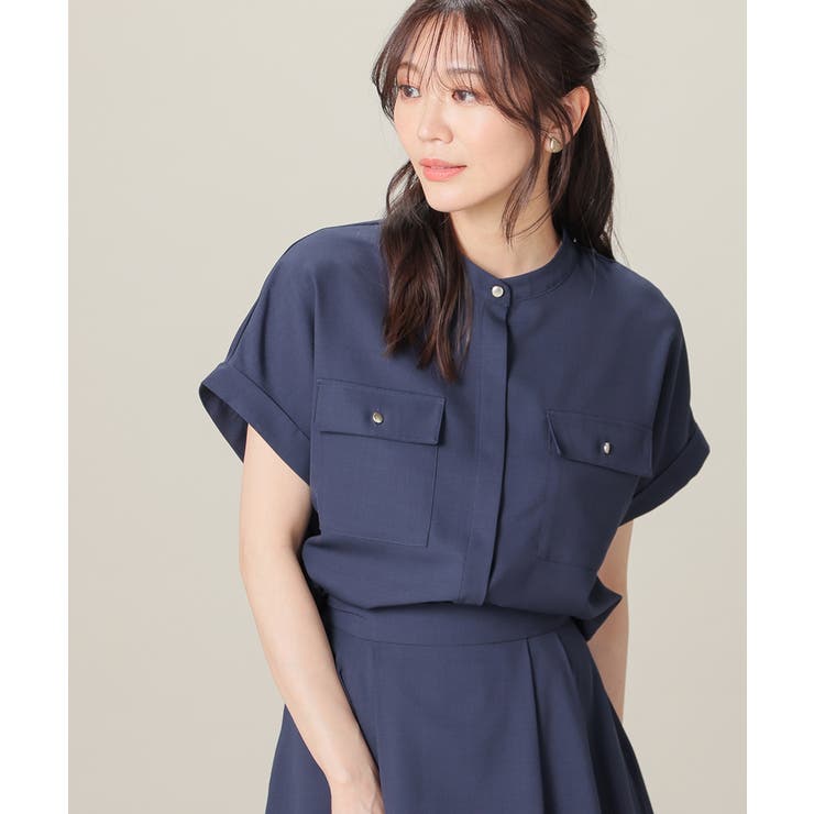 ネイビー | トップス ブラウス 半袖 | Honeys