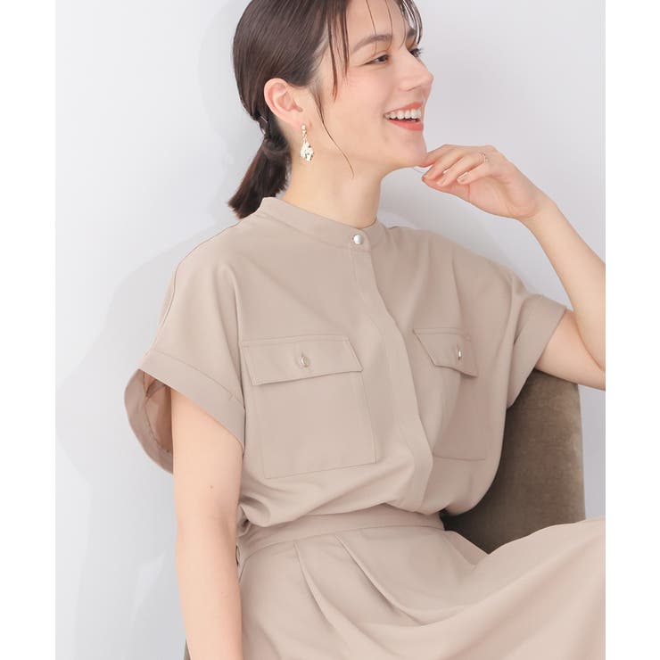 ベージュ | トップス ブラウス 半袖 | Honeys